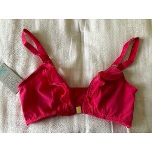 Made By Niki Pink Bra Size Uk 10 Front Close Cascade Frill NEW NWT Sexy Lingerie